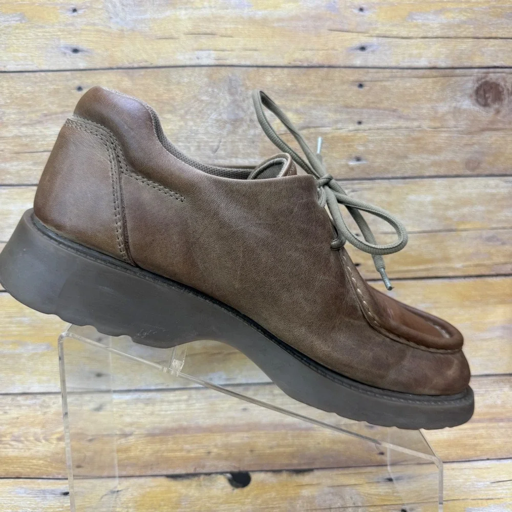 Vtg American Eagle Mens 11 Brown Leather Chunky Moc Toe Shoes‎ Y2K Gorpcore 90s